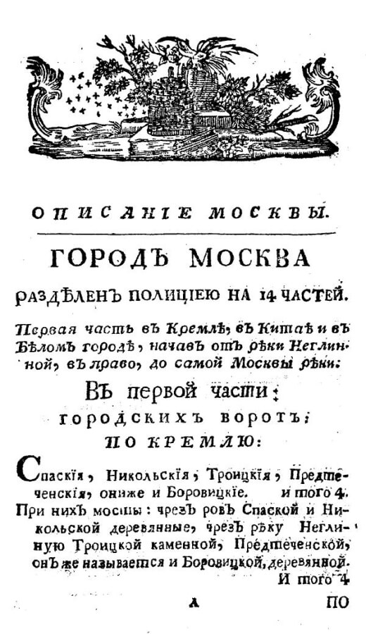 «Описание императорского, столичного города Москвы»