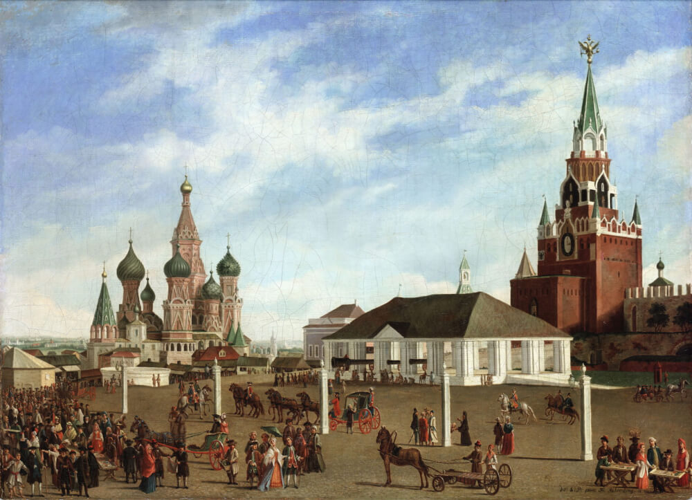 Вид на Красную площадь и Покровский собор. Худ. — Фр. Гильфердинг. 1770-е гг.